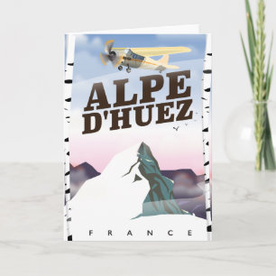 Cartão De Festividades Alpe d'Huez, poster de viagens de esqui da França