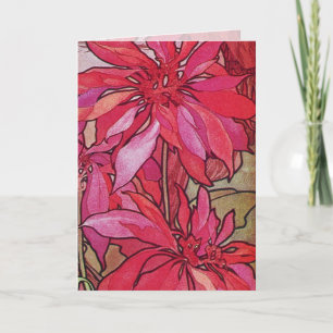 Cartão De Festividades Alphonse Mucha Poinsettias Custom Christmas Card