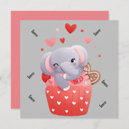 Cartão De Festividades Ama elefante valentine fofo 