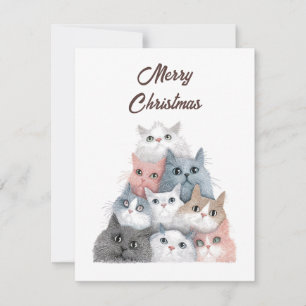 Cartão De Festividades Amante de Animais Gatos Divertidos Árvore de Natal