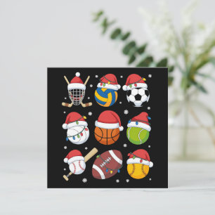 Cartão De Festividades Amante do Esporte de Natal Esporte Bola Jogador Am