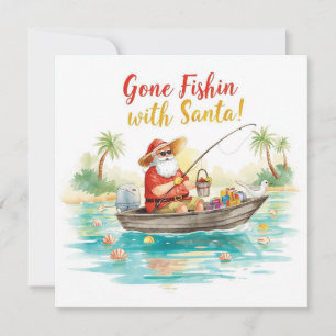 Cartão De Festividades Amantes da pesca O Papai Noel está pescando Férias