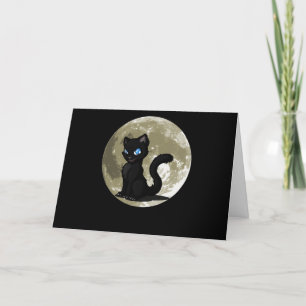 Cartão De Festividades Amantes de Gatos Presente de Lua de Gato Preto