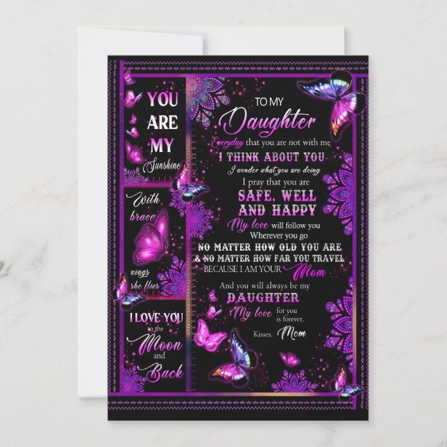 Cartão De Festividades Amantes Filhos | À Minha Filha De Amor Mãe (Frente)