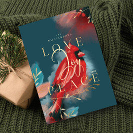 Cartão De Festividades Amar Joy & Peace Red Cardina Watercolor Jade