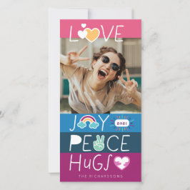 Cartão De Festividades Ame Joy Peace Hugs Emoji Foto de Natal Colagem