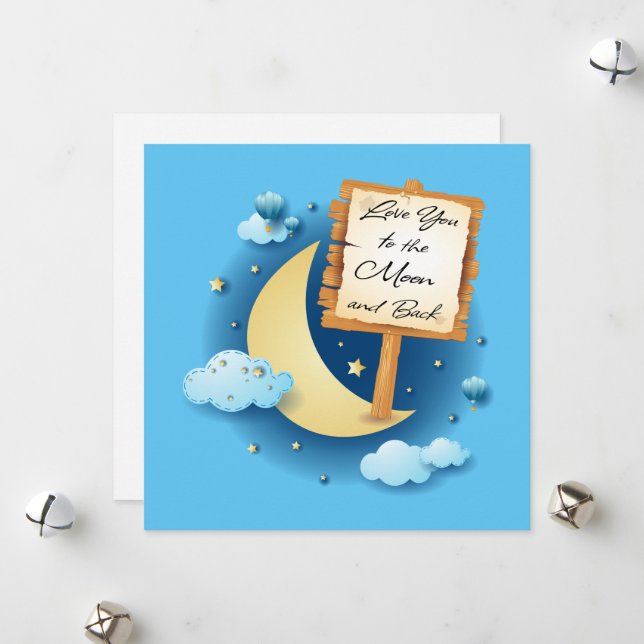 Cartão De Festividades Ame-te à Lua e Volta (Frente/Verso In Situ)