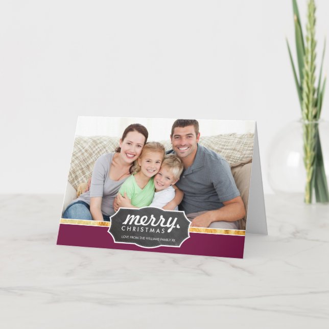 Cartão De Festividades Ameixa do sinal do quadro da banda da folha de (Frente)