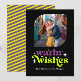 Cartão De Festividades Ameixa e Chartreuse Foto de Natal Moderno e Retrô