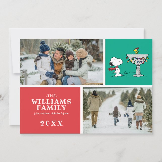 Cartão De Festividades Amendoins | Banheira Congelada do Snoopy & Woodsto (Frente)