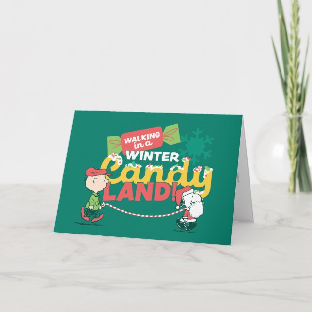 Cartão De Festividades Amendoins | Caminhando em um Candy Land de Inverno (Frente)
