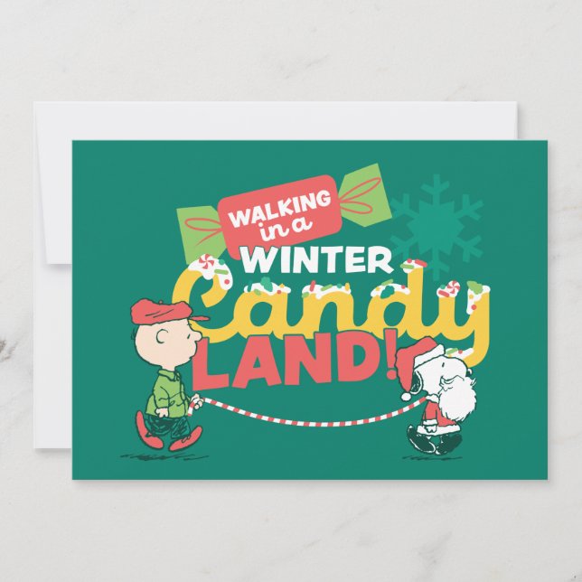 Cartão De Festividades Amendoins | Caminhando em um Candy Land de Inverno (Frente)