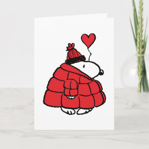 Cartão De Festividades Amendoins   Casaco de Snoopy no Dia dos Namorados