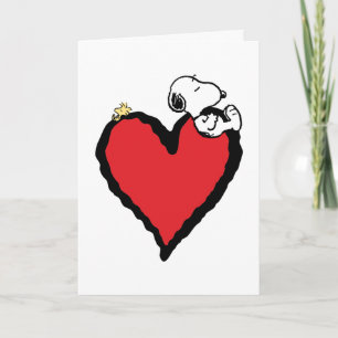Cartão De Festividades Amendoins   Coração de São Valentão do Snoopy & Wo