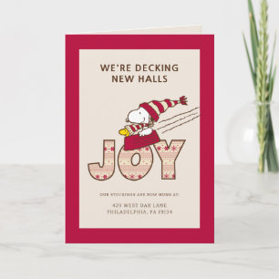 Cartão De Festividades Amendoins   Passeio de Trenó Alegre do Snoopy & Wo