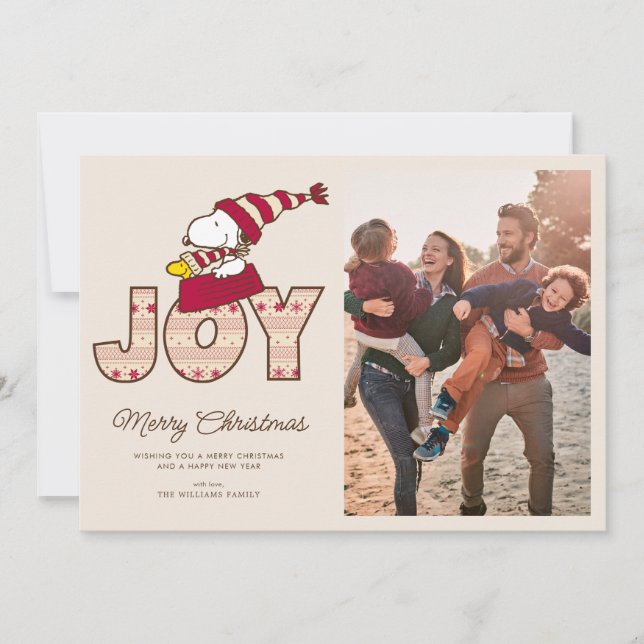 Cartão De Festividades Amendoins | Passeio de Trenó Alegre do Snoopy & Wo (Frente)