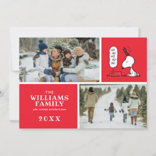 Cartão De Festividades Amendoins   Prato de comida Ho Ho Ho do Snoopy