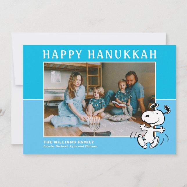 Cartão De Festividades Amendoins | Snoopy Happy Hanukkah (Frente)