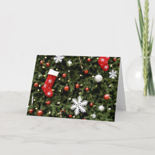 Cartão De Festividades America do Norte. Decorações do Natal na árvore