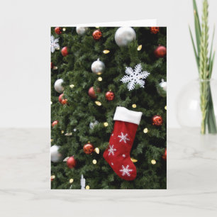 Cartão De Festividades America do Norte. Decorações do Natal na árvore