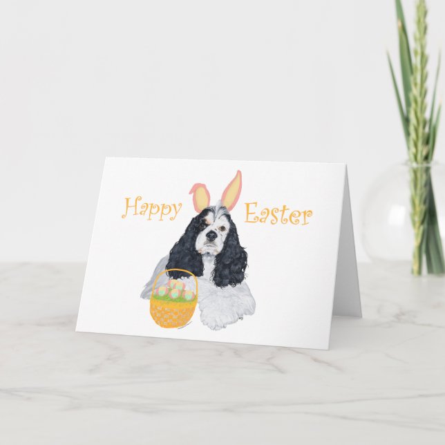 Cartão De Festividades American Cocker Spaniel Páscoa (Frente)