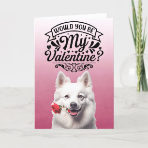 Cartão De Festividades American Eskimo com rosa Dia dos Namorados persona