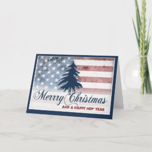 Cartão De Festividades American Flag Merry Christmas Card