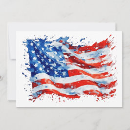 Cartão De Festividades American Flag USA Watercolor 4 de julho