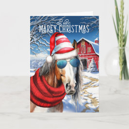 Cartão De Festividades American Paint Horse Engraçado MAREy Natal