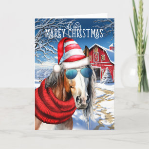 Cartão De Festividades American Paint Horse Engraçado MAREy Natal