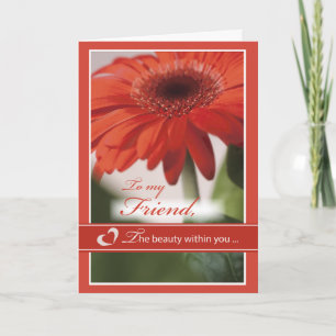 Cartão De Festividades Amigo Red Gerber Daisy Namorados