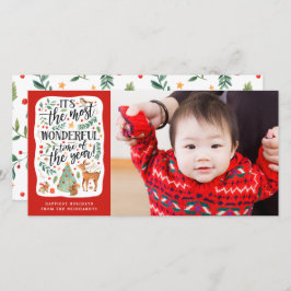 Cartão De Festividades Amigos da Floresta | Branco | Foto