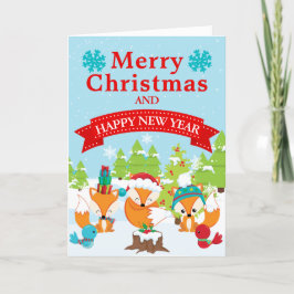 Cartão De Festividades Amigos de Raposa da Floresta de Natal Festivo