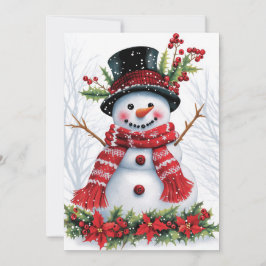 Cartão De Festividades Amigos do Bosque de Inverno | Boneco de Neve Festi