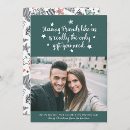 Cartão De Festividades Amigos Engraçados Foto de Natal Moderno Verde