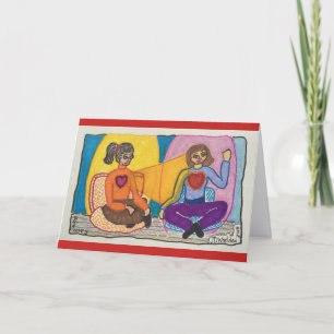 Cartão De Festividades Amizade com Corações Abertos