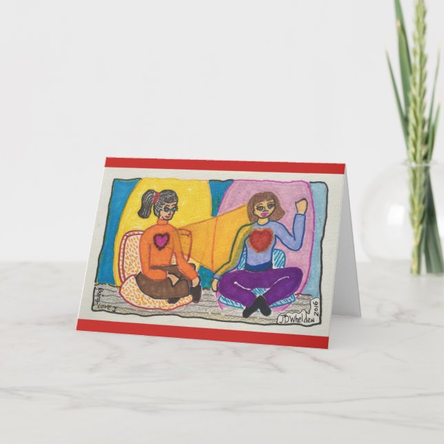 Cartão De Festividades Amizade com Corações Abertos (Frente)