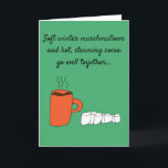 Cartão De Festividades Amizade de chocolate quente<br><div class="desc">Manteiga de amendoim e geleia,  biscoitos e nata,  canela e açúcar. Algumas coisas são melhores em pares. 
Compartilhe esta caneca acolhedora com seu amigo para lembrá-los que,  como cacau e marshmallows,  você faz sentido juntos.</div>