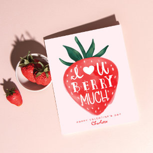 Cartão De Festividades Amo-Te Muito Namorados De Morango Vermelho