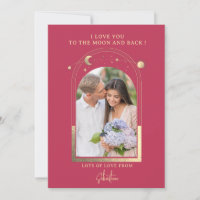 Amo Você Até a Lua Foto Celestial Magenta Dourado