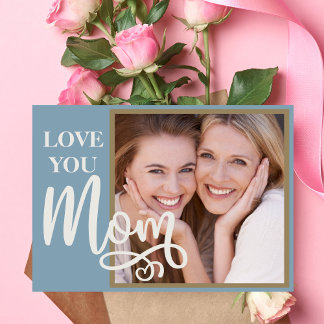 Cartão De Festividades Amo Você Mamãe Foto e Texto Personalizados