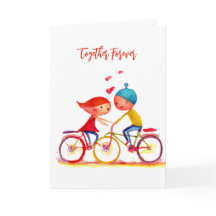 Amor Cardíaco com Bicicleta de Casal de Aquarela