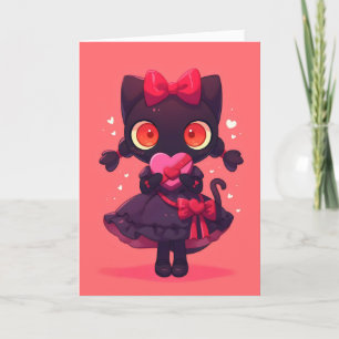 Cartão De Festividades Amor com animação Gatinho Negra