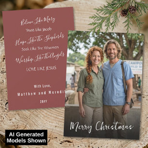 Cartão De Festividades Amor Como Jesus Chic Branco Script Foto de Natal