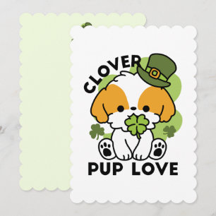 Cartão De Festividades Amor de Cachorro Trevo – Design de Cachorro do Dia