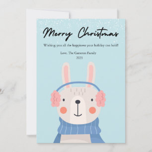 Cartão De Festividades Amor de Coelho Fofo Natal Flat