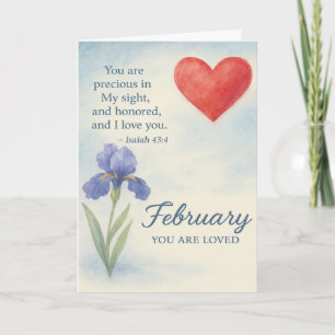 Cartão De Festividades Amor de Fevereiro com Flor Inspiradora do Coração 