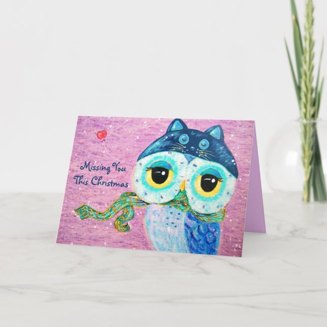 Cartão De Festividades Amor De Inverno - Sentir Sua Falta Neste Natal (Frente)