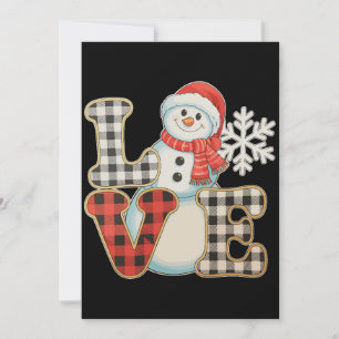 Cartão De Festividades Amor de Natal Bonito Boneco de Neve Xadrez de Búfa