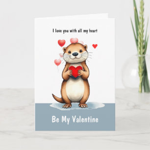 Cartão De Festividades Amor de São Valentim Diversão Lontra Animal Amor C